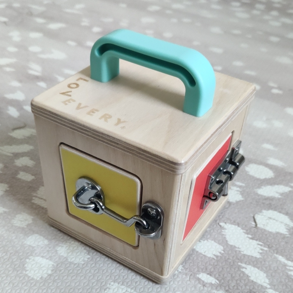 Lovevery Wooden Lock Box - Yellow and Red